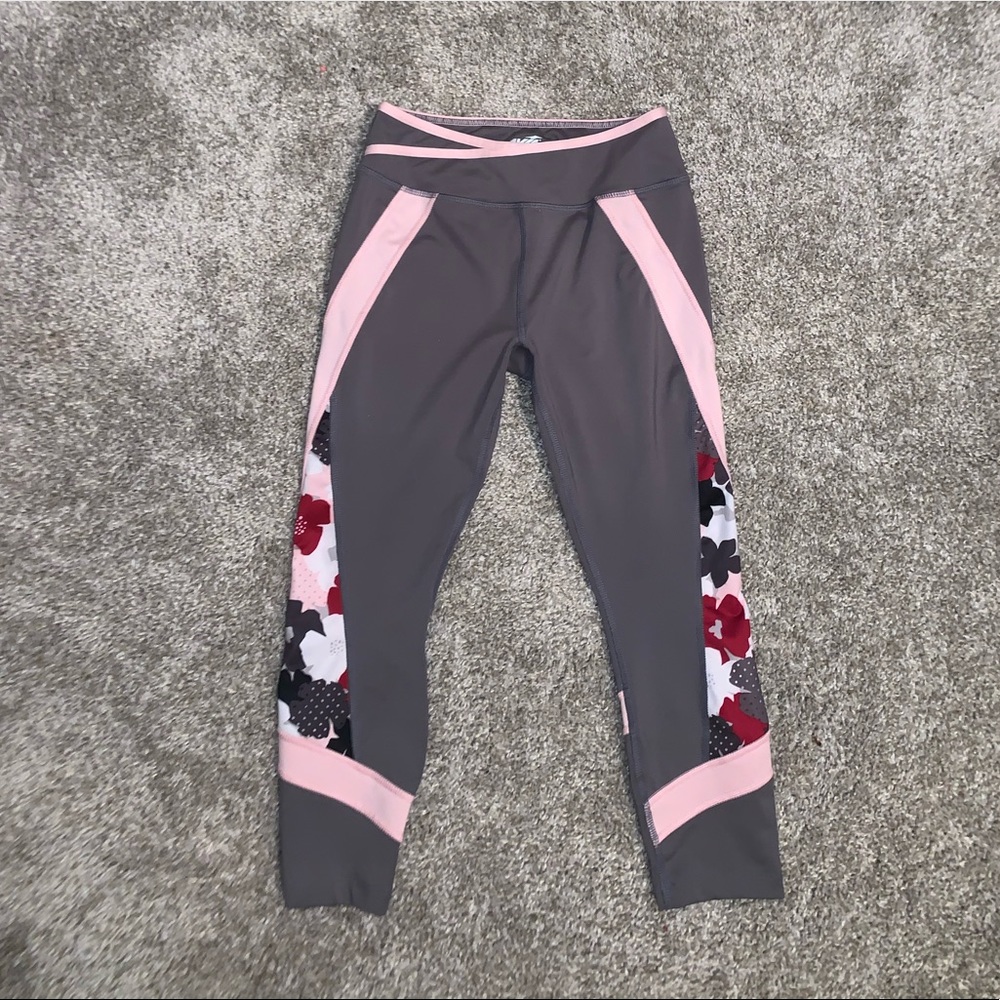Avia Gray floral leggings size girls M (7-8) - Picture 4 of 9